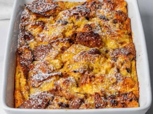 Panettone Bread Pudding with Vanilla creme Anglaise